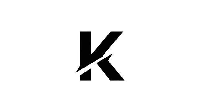 Modern letter k graphic minimalist design with split detail on white