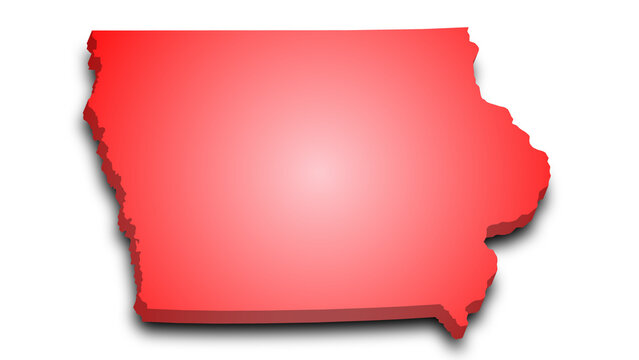 Iowa map. 3d Map of Iowa state with color. United State of America, US, United State