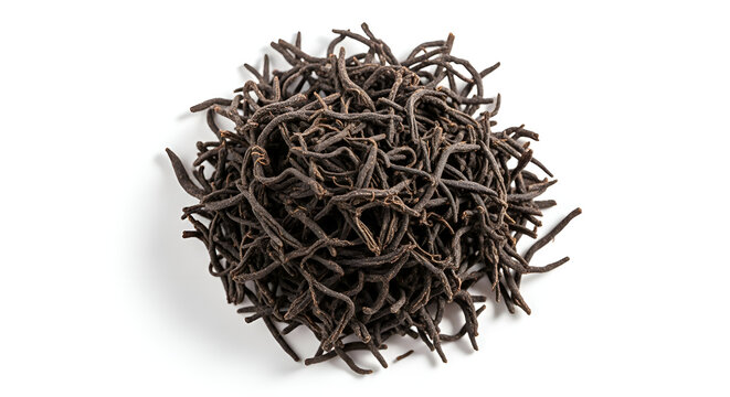 Pile of dried dark brown seaweed.