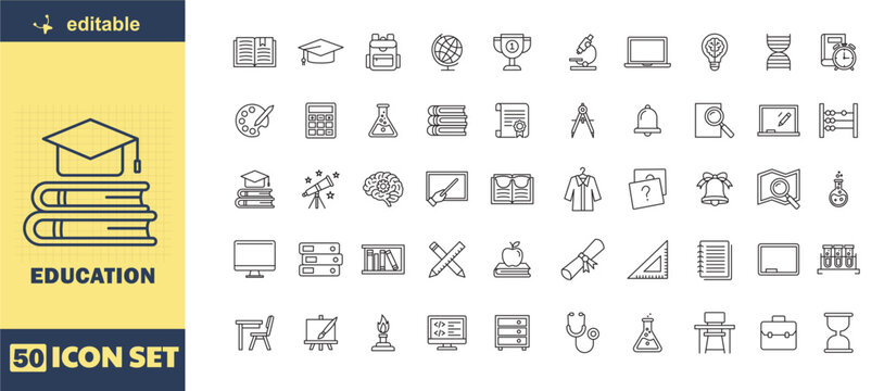 A set of editable education icons for learning and school purposes