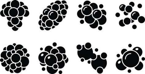 Fototapeta premium Eight Black Bubble Cluster Icons on White Background group symbol