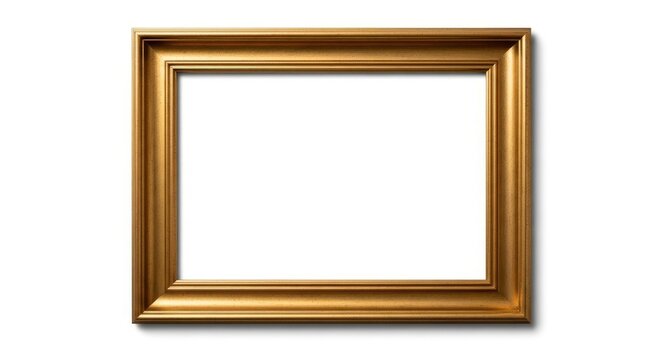 Gold frame on white background empty frame rectangular frame