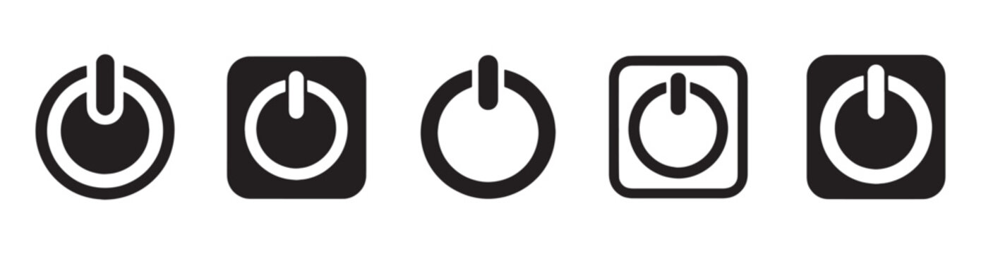 Power button technology web icon set on off switch symbols in vector illustration collection