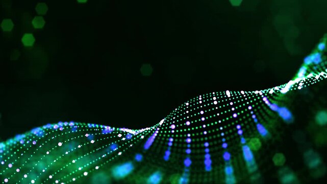 3d render vj loop Flowing patterns with vibrant digital highlights. Animated blue patterns flow over dynamic digital scene. Digital environment animated with flowing blue highlights and constantly