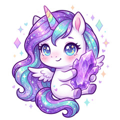 Fototapeta premium Cute unicorn. Dreamy illustration. Magic vibe. Birthday number.