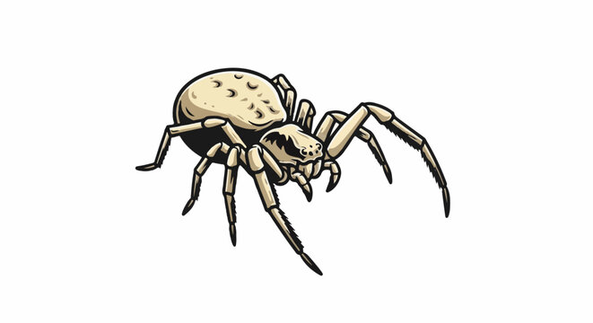 Cartoon-style spider with eight legs on a white background
