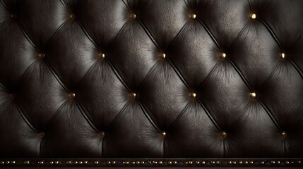 Fototapeta premium The brown quilted leather upholstery is shown in close-up, revealing its detailed texture and stitching