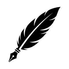 Fototapeta premium Black quill pen icon for writing and literature