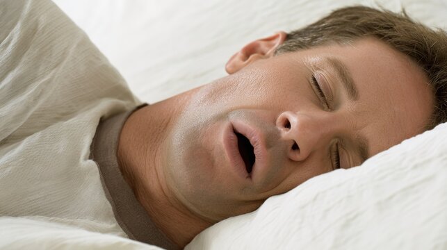 Snoring and Sleep Apnea Medical Illustration, Obstructive Sleep Apnea Visualization Showing Airway Obstruction During Sleep, Breathing Disorder with Pauses in Respiration, Loud Snoring, 