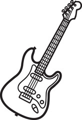 Naklejka premium Premium Black and White Vector Guitar Icon with Pickguard and Tuning Pegs – Perfect for Music Apps, Branding, UI Design, Educational Materials, and Digital Media – High-Resolution, Clean