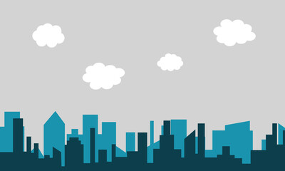 Fototapeta premium Silhouette of the cartoon city on shadow background. Urban vector symbol . Vector Illustration .EPS 10 .