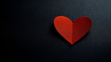 Obraz premium cardiac. Red heart shape on black textured background with soft gradient lighting. wellbeing guides, coaching materials, designed for mental health education and mindfulness programs. 