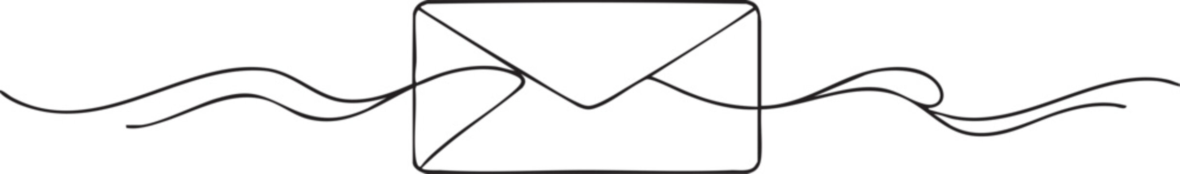 Envelope mail line art icon, minimal outline vector illustration for communication concept