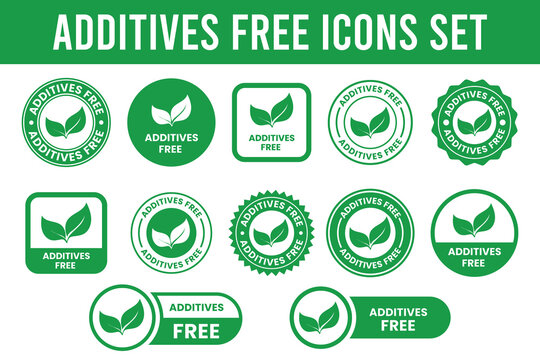 Additives free logo template illustration. Vector logo skincare cosmetic or skin and health safe product with no paraben package design. Additives free sign, badge, icon, sticker, label, emblem.	