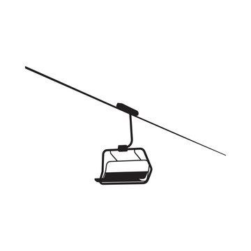 Minimalist depiction of a single ski lift chair suspended on a cable