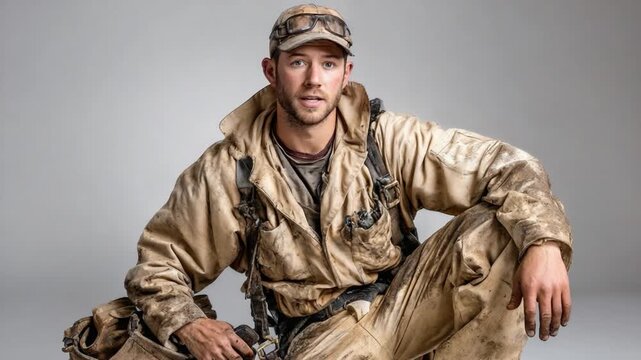 Resilient Survivor: A determined individual, adorned in rugged attire, embodies strength and perseverance amidst challenging circumstances, reflecting a spirit of tenacity and grit.
