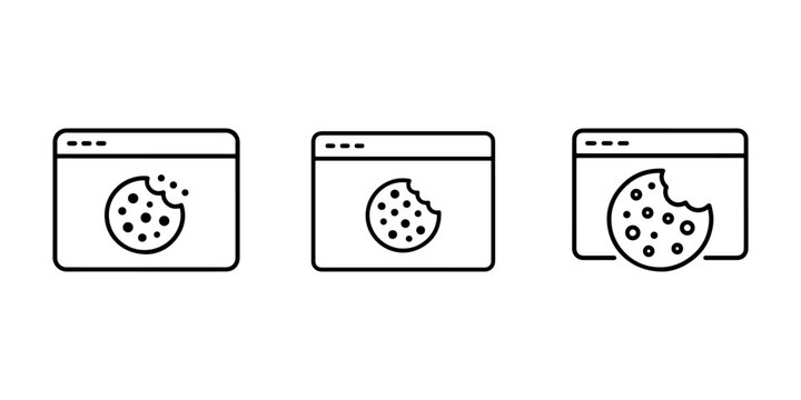 Website browser windows with cookies partially eaten, representing online tracking and user data collection, digital privacy concept