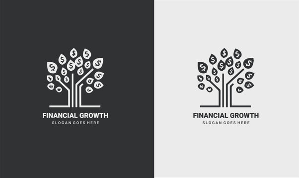 Financial growth concept with a tree and dollar sign leaves