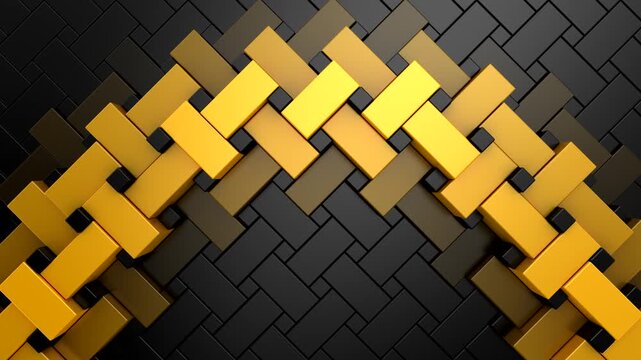 Geometric Shapes Form a Wave. Abstract motion, two color, 3d rendering, 4k resolution
