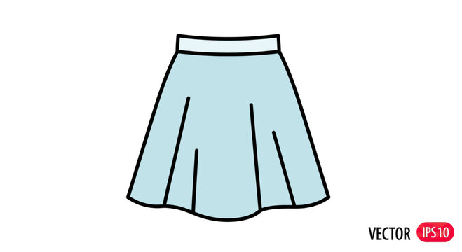 Light blue pleated skirt with black outline