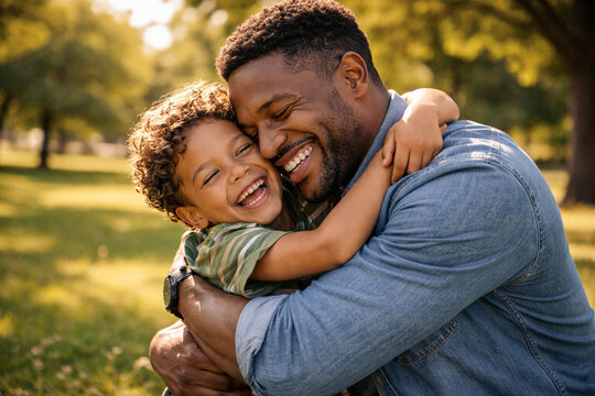 padre abraza a hijo