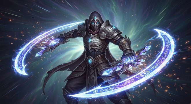 Fantasy character wielding magical glowing energy.