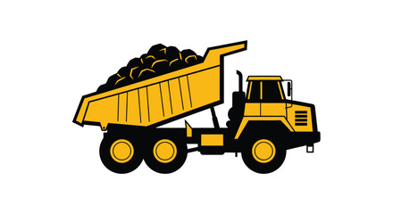 One yellow dump trucks one larger shown in a simple illustration © freelancer