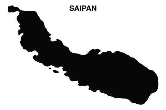Simple black silhouette map of saipan a northern mariana islands territory