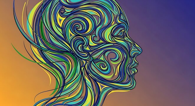 Abstract Mindscape - A Swirling Portrait of Inner Thought.