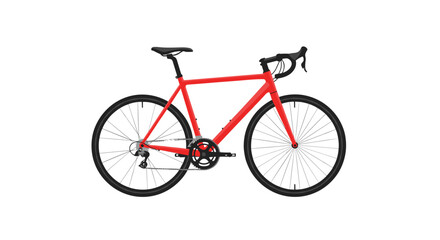 Fototapeta premium This vibrant red road bicycle features a meticulous aerodynamic frame and professional black drop handlebars against a pristine and minimalist white backdrop.