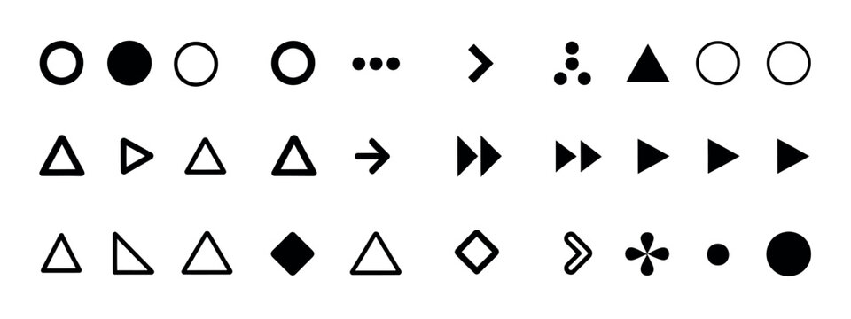 Bullet list arrow icons vector illustration fl&egrave;che arrow collection for PowerPoint presentation slides navigation and list design symbols isolated on white background