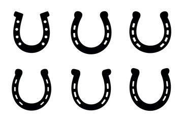 Obraz premium Horseshoe glyph icon set modern vector illustration horse shoe luck sign fortune symbol design isolated on white background