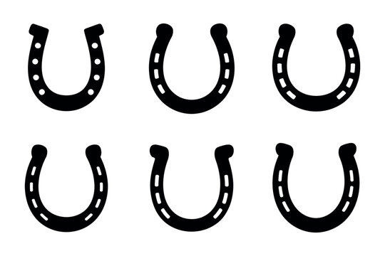 Horseshoe glyph icon set modern vector illustration horse shoe luck sign fortune symbol design isolated on white background