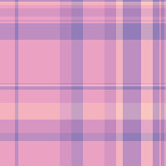 Fototapeta premium Damask textile pattern tartan, valentines day check seamless texture. Woven vector plaid fabric background in pink and pastel colors.