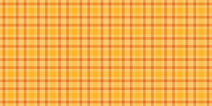 Single texture background vector, garment fabric pattern textile. Africa seamless tartan plaid check in amber and orange colors.