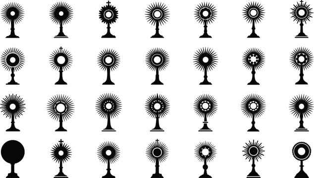 Religious monstrance silhouette collection for catholic church liturgical events and spiritual art