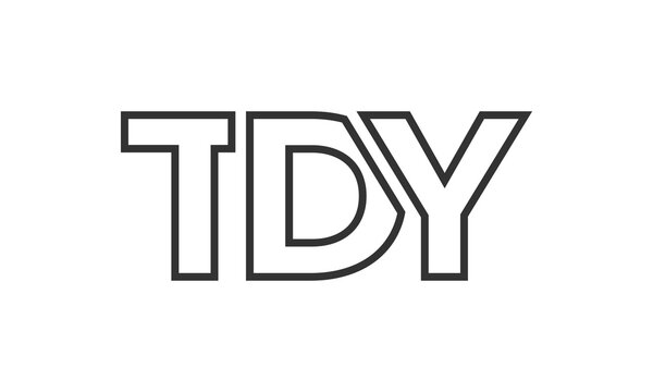 TDY logo design template with strong and modern bold text. Initial based vector logotype featuring simple and minimal typography. Trendy company identity.