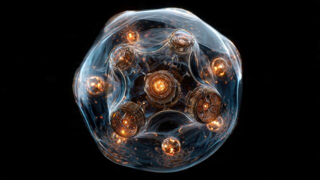 Futuristic Transparent Sphere with Glowing Core
