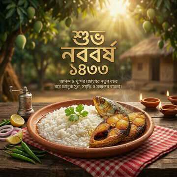 
Festive Shubho Noboborsho 1430 Bengali Cuisine Banner Design