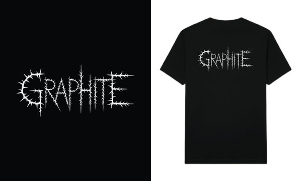 GRAPHITE Thorned Black Metal Typography T-shirt Design