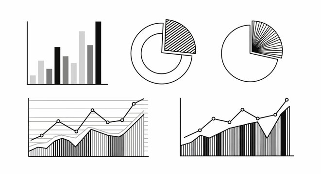 Business Analytics Charts and Graph Icons Set &ndash; Data Visualization Elements Collection