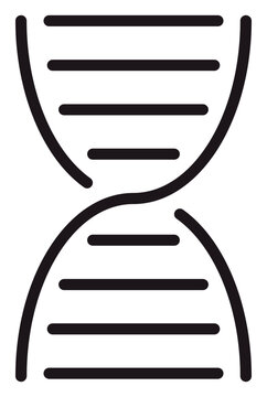 Minimalist black vector icon illustration of a DNA double helix, representing genetics, biology, and medical research. Clean and scalable symbol for science, biotechnology, and genome studies.