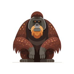 Flat-design 2D vector artwork of a Orangutan, styled as an icon and isolated against white background © Alex