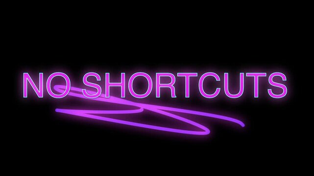 Neon no shortcuts typography text animation neon glow purple