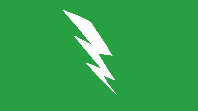 Hand-Drawn Animated Lightning Bolt video | Electric Flash Strike hand drawn animation | Yellow Power Spark on green screen
