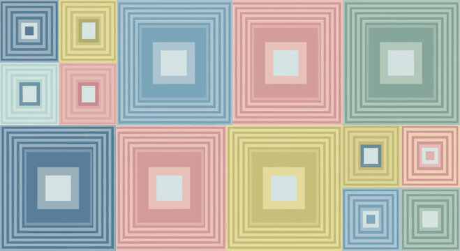A grid of nested squares in pastel colors, creating a calming, abstract pattern