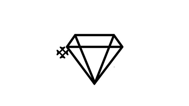 Diamond icon animation. Shining diamond animated. Sparkle of gemstone diamond, gem, value, crystal, treasure, and jewelry motion video