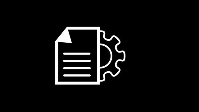 Document and cogwheel. Vector icon animation. The background is entirely transparent.