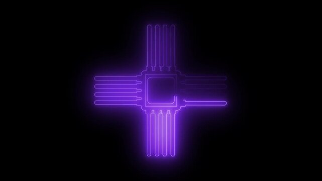 Microchip line icon, computer processor icon, simple logotype CPU icon animation.Microchip line animation.