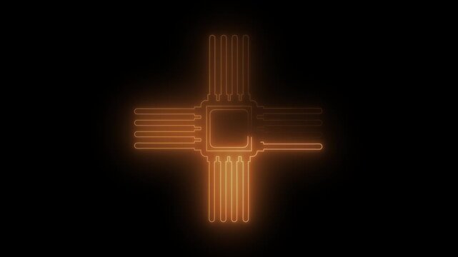 Microchip line icon, computer processor icon, simple logotype CPU icon animation.Microchip line animation.